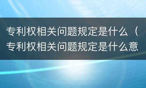 专利权相关问题规定是什么（专利权相关问题规定是什么意思）