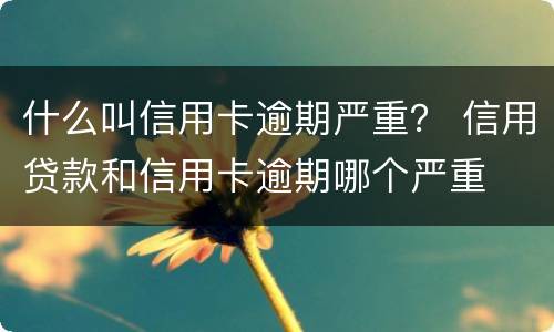 什么叫信用卡逾期严重？ 信用贷款和信用卡逾期哪个严重