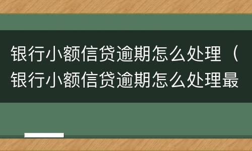银行小额信贷逾期怎么处理（银行小额信贷逾期怎么处理最快）