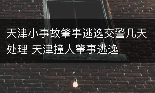 天津小事故肇事逃逸交警几天处理 天津撞人肇事逃逸