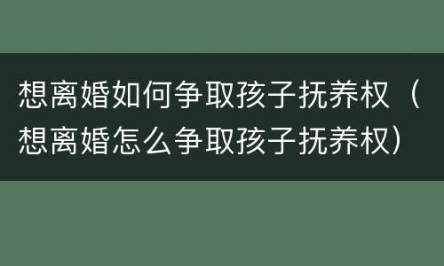 想离婚如何争取孩子抚养权（想离婚怎么争取孩子抚养权）