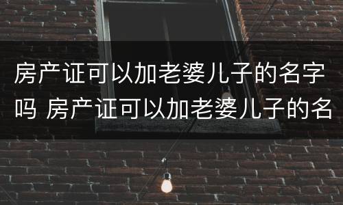 房产证可以加老婆儿子的名字吗 房产证可以加老婆儿子的名字吗怎么办