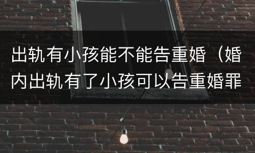 出轨有小孩能不能告重婚（婚内出轨有了小孩可以告重婚罪吗）