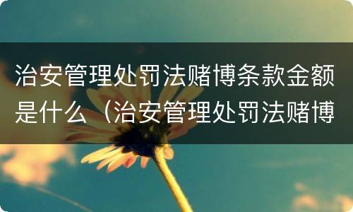 治安管理处罚法赌博条款金额是什么（治安管理处罚法赌博条款金额是什么意思）