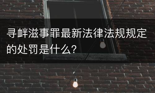 寻衅滋事罪最新法律法规规定的处罚是什么？