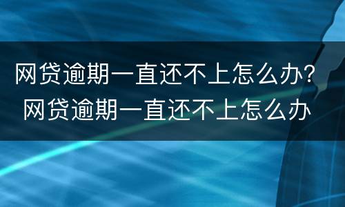 网贷逾期一直还不上怎么办？ 网贷逾期一直还不上怎么办