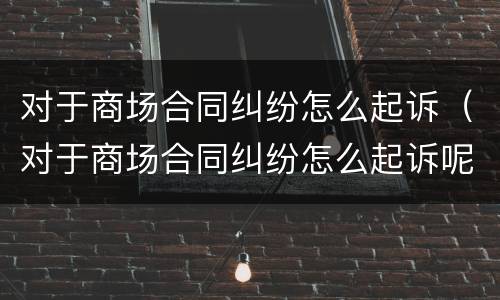 对于商场合同纠纷怎么起诉（对于商场合同纠纷怎么起诉呢）
