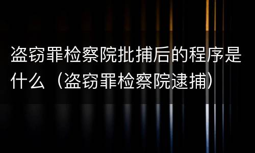 盗窃罪检察院批捕后的程序是什么（盗窃罪检察院逮捕）