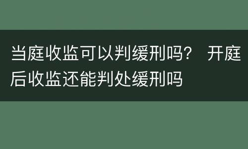 当庭收监可以判缓刑吗？ 开庭后收监还能判处缓刑吗