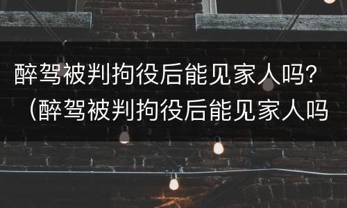 醉驾被判拘役后能见家人吗？（醉驾被判拘役后能见家人吗知乎）