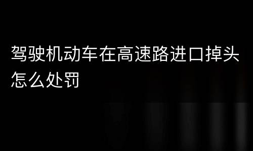 驾驶机动车在高速路进口掉头怎么处罚