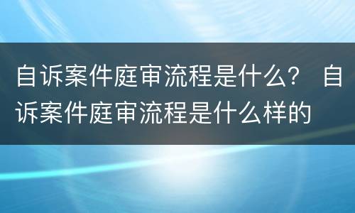 自诉案件庭审流程是什么？ 自诉案件庭审流程是什么样的