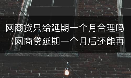 网商贷只给延期一个月合理吗（网商贷延期一个月后还能再办延期吗）