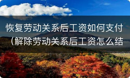 恢复劳动关系后工资如何支付（解除劳动关系后工资怎么结算）