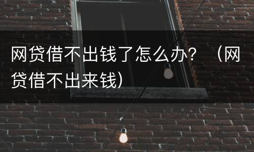 网贷借不出钱了怎么办？（网贷借不出来钱）