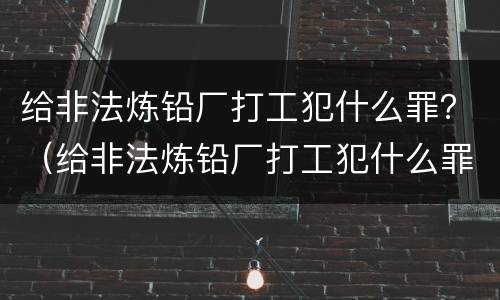给非法炼铅厂打工犯什么罪？（给非法炼铅厂打工犯什么罪名）