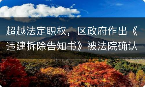 超越法定职权，区政府作出《违建拆除告知书》被法院确认违法