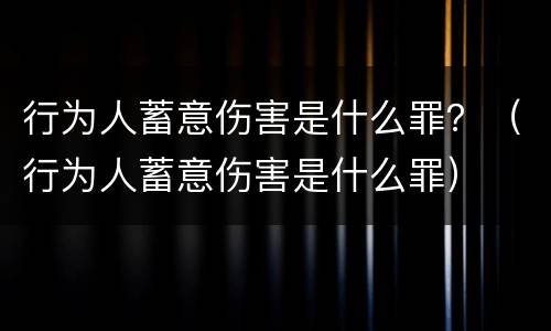 行为人蓄意伤害是什么罪？（行为人蓄意伤害是什么罪）