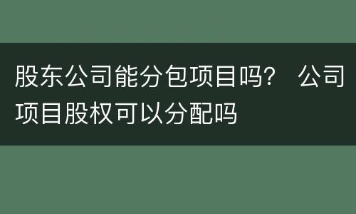 股东公司能分包项目吗？ 公司项目股权可以分配吗