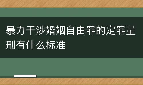 暴力干涉婚姻自由罪的定罪量刑有什么标准