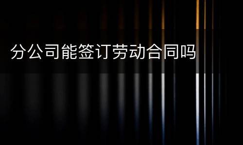 分公司能签订劳动合同吗