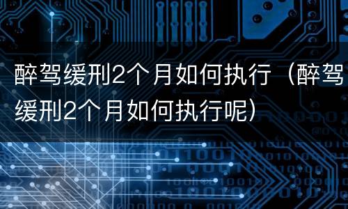 醉驾缓刑2个月如何执行（醉驾缓刑2个月如何执行呢）