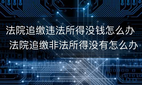 法院追缴违法所得没钱怎么办 法院追缴非法所得没有怎么办