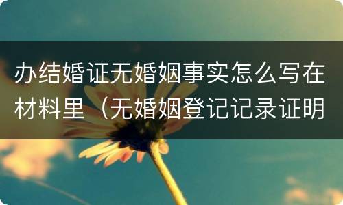 办结婚证无婚姻事实怎么写在材料里（无婚姻登记记录证明有什么用）