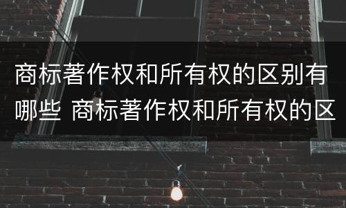商标著作权和所有权的区别有哪些 商标著作权和所有权的区别有哪些呢