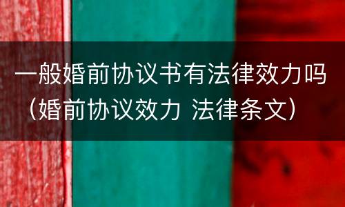 一般婚前协议书有法律效力吗（婚前协议效力 法律条文）