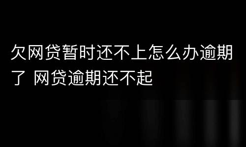 欠网贷暂时还不上怎么办逾期了 网贷逾期还不起