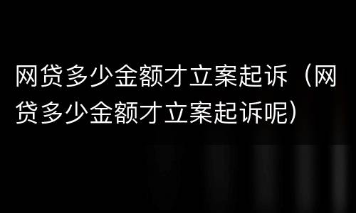 网贷多少金额才立案起诉（网贷多少金额才立案起诉呢）