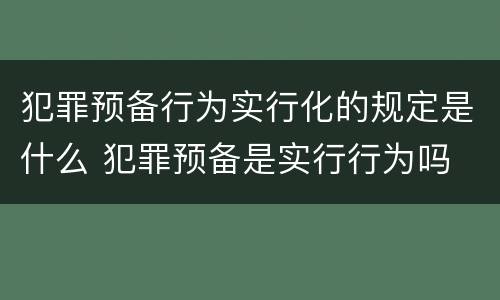 犯罪预备行为实行化的规定是什么 犯罪预备是实行行为吗