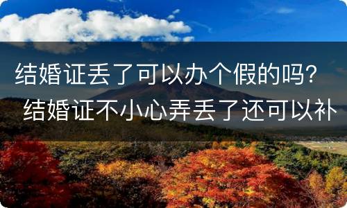 结婚证丢了可以办个假的吗？ 结婚证不小心弄丢了还可以补办吗