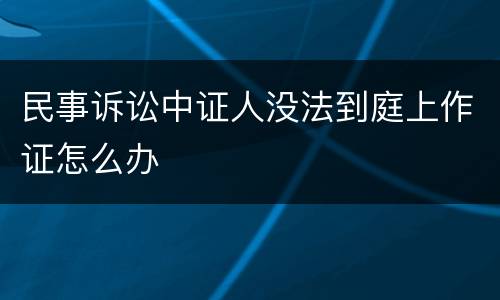 民事诉讼中证人没法到庭上作证怎么办