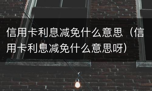 信用卡利息减免什么意思（信用卡利息减免什么意思呀）