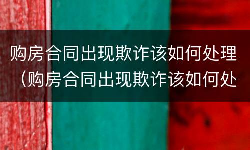 购房合同出现欺诈该如何处理（购房合同出现欺诈该如何处理好）