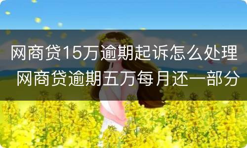 网商贷15万逾期起诉怎么处理 网商贷逾期五万每月还一部分进去会被起诉吗
