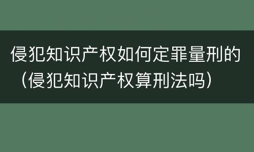 侵犯知识产权如何定罪量刑的（侵犯知识产权算刑法吗）
