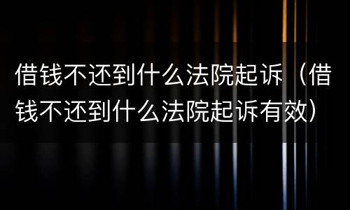 借钱不还到什么法院起诉（借钱不还到什么法院起诉有效）