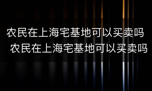 农民在上海宅基地可以买卖吗 农民在上海宅基地可以买卖吗