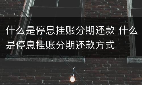 什么是停息挂账分期还款 什么是停息挂账分期还款方式