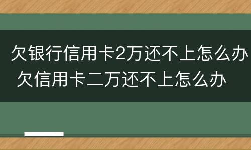 欠银行信用卡2万还不上怎么办 欠信用卡二万还不上怎么办