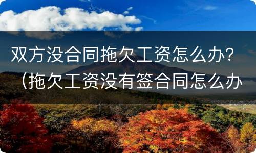 双方没合同拖欠工资怎么办？（拖欠工资没有签合同怎么办）