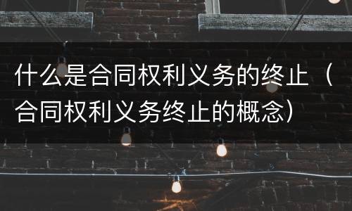 什么是合同权利义务的终止（合同权利义务终止的概念）