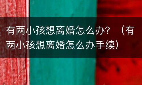 有两小孩想离婚怎么办？（有两小孩想离婚怎么办手续）