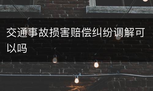 交通事故损害赔偿纠纷调解可以吗
