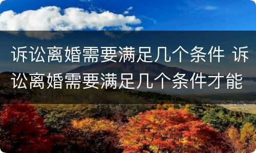 诉讼离婚需要满足几个条件 诉讼离婚需要满足几个条件才能立案