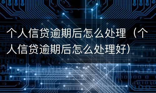 个人信贷逾期后怎么处理（个人信贷逾期后怎么处理好）