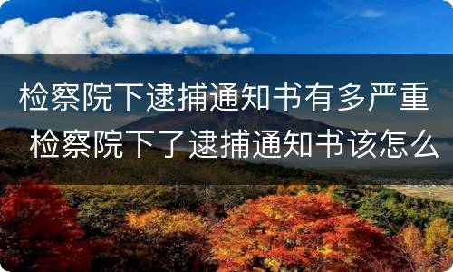 检察院下逮捕通知书有多严重 检察院下了逮捕通知书该怎么办